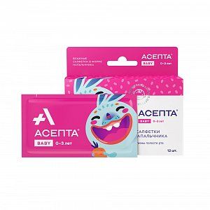 Асепта Baby Влажные салфетки в форме напальчника для гигиены полости рта 0-3 лет 12 шт