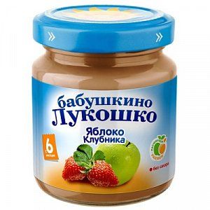 Бабушкино лукошко Пюре яблоки клубника с 6 мес 100 г