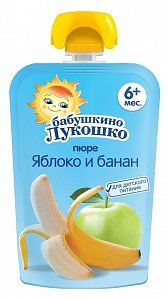 Бабушкино лукошко Пюре Яблоко и Банан 90 г пауч 6м+