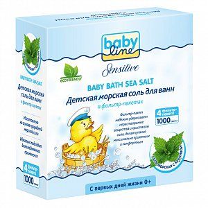 Babyline Морская соль для ванны детская с крапивой фильтр-пакеты 250 г 4 шт