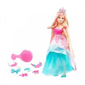 Barbie Кукла Endless Hair Kingdom c длинными волосами DKR09 Розовая 43 см
