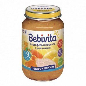 Bebivita Пюре Картофель и морковь с цыпленком 190 г с 9 мес