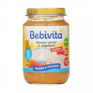 Bebivita Пюре Овощи с рисом и индейкой 190 г с 8 мес