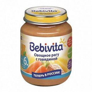 Bebivita Пюре Овощное рагу с говядиной 100 г с 6 мес