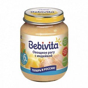 Bebivita Пюре Овощное рагу с индейкой 100 г с 6 мес