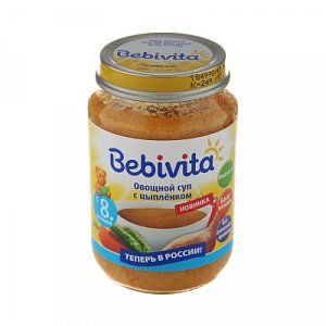 Bebivita Пюре Овощной суп с цыпленком 190 г с 8 мес
