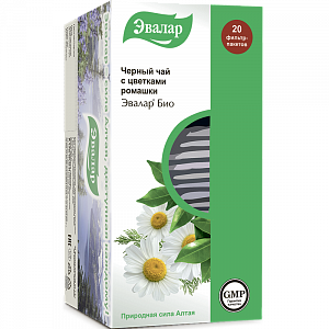 Чай Эвалар Био Черный с цветками ромашки фильтр-пакетики 20 шт