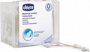 Chicco Ватные палочки с ограничителем 90 шт