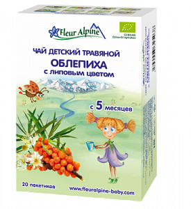 Fleur Alpine Чай травяной Облепиха с липовым цветом Organic от 5 мес 30 пакетиков