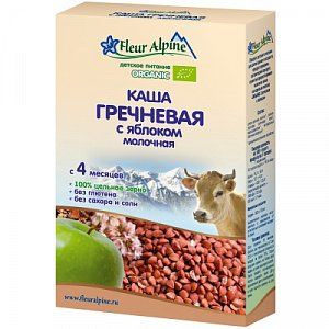 Fleur Alpine Каша молочная гречневая Organic 4 мес с яблоком 200 г