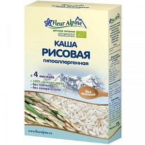 Fleur Alpine Каша молочная рисовая Organic гипоаллергенная, 4 мес 175 г