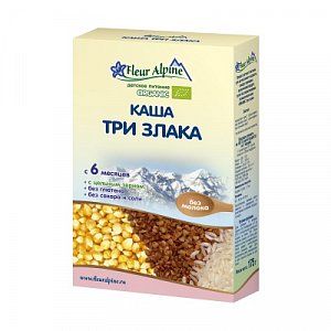 Fleur Alpine Каша молочная Три злака Organic 6 мес 175 г