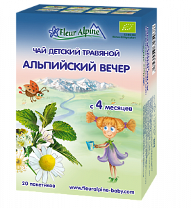 Fleur Alpine Organic Набор Чай травяной Альпийский вечер и Книжка сэмпл с 4 мес 20 г