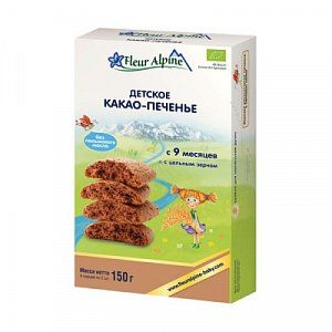 Fleur Alpine Organic Печенье детское Какао с 9 мес 150 г