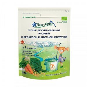 Fleur Alpine Organic Супчик овощной Рисовый с брокколи и цветной капустой с 7 мес 120 г