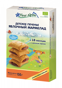 Fleur Alpine Печенье детское Яблочный мармелад Organic 18 мес 150 г