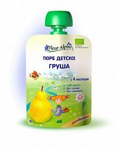 Fleur Alpine Пюре груша Organic в упаковке, 4 мес 90 г
