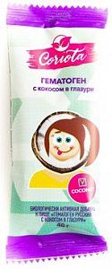Гематоген с кокосом в глазури 40г Coriota