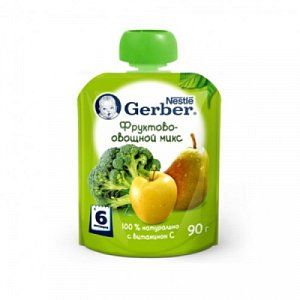 Gerber Пюре Фруктово-овощной микс с 6 мес 90 г