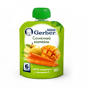 Gerber Пюре Солнечный коктель с 6 мес 90 г