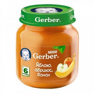 Gerber Пюре Яблоко, абрикос и банан с 6 мес 130 г