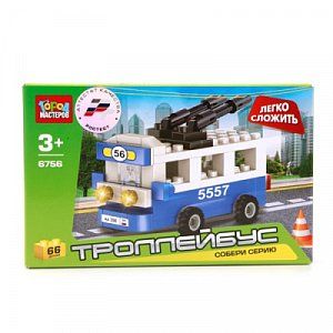 Город Мастеров BB-6756-R Конструктор Троллейбус Легко Сложить 66 Деталей