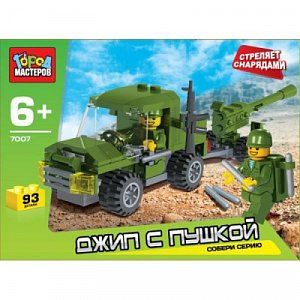 Город Мастеров КК-7007-R Конструктор Джип С Пушкой Легко Сложить 93 Детали