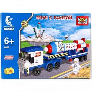 Город Мастеров ВВ-8862-R1 Конструктор Камаз, Тягач С Ракетой 303 Детали
