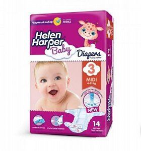 Helen Harper Подгузники Baby Midi 4-9 кг 14 шт