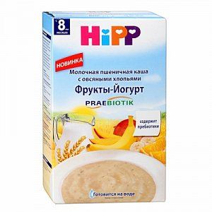 Hipp Каша Пшеничная с овсяными хлопьями и пребиотиками Фрукты-йогурт молочная с 8 мес 250 г