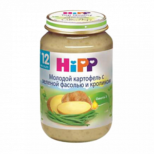 Hipp Пюре Молодой картофель с зеленой фасолью и кроликом с 12 мес 220 г
