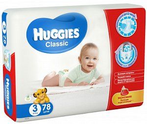Huggies Подгузники Classic 4-9 кг 78 шт