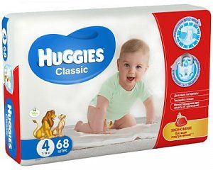 Huggies Подгузники Classic 7-18 кг 68 шт