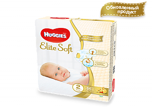 Huggies Подгузники Elite Soft 2 (3-6 кг) 66 шт