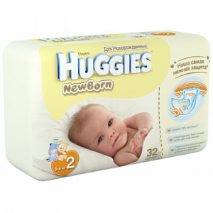 Huggies Подгузники Newborn 3-6 кг 32 шт