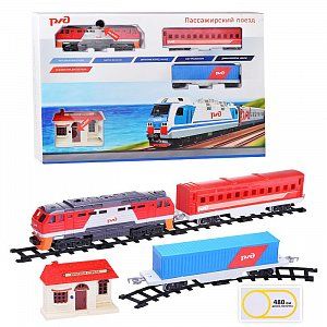 Играем Вместе 9700-07Т Железная Дорога Пассажирский Поезд РЖД, Свет, Звук 480 СМ