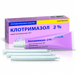 Клотримазол крем вагинальный 2% туба 20 г в комплекте с аппликаторами