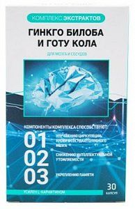 Комплекс экстрактов Гинкго билоба и Готу кола капс 30 шт