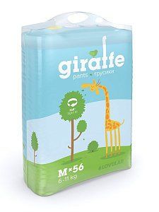 Lovular Подгузники-трусики Giraffe M 6-10 кг 56 шт