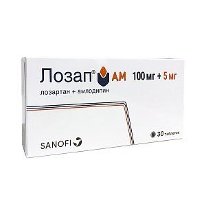 Лозап АМ таблетки покрытые пленочной оболочкой 5 мг+100 мг 30 шт