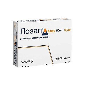 Лозап Плюс таблетки покрытые пленочной оболочкой 50 мг+12,5 мг 30 шт