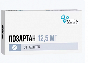 Лозартан таблетки покрытые пленочной оболочкой 12,5 мг 30 шт