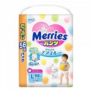 Merries Подгузники-трусики рL 9-14 кг 56 шт