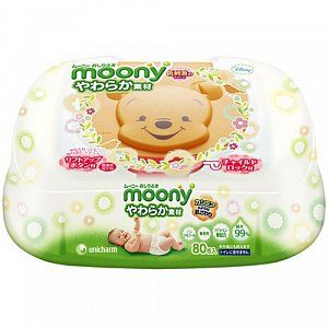Moony Салфетки влажные гигиенические для детей пластик контейнер 80 шт