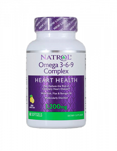Natrol Омега-3,6,9 капсулы 1200 мг 60 шт со вкусом лимона (БАД)