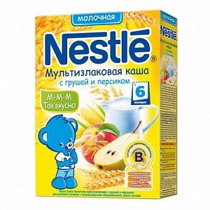 Nestle Каша мультизлаковая молочная с грушей и персиком с 6 мес 250 г