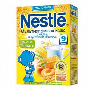 Nestle Каша мультизлаковая молочная с медом и кусочками абрикоса с 9 мес 250 г