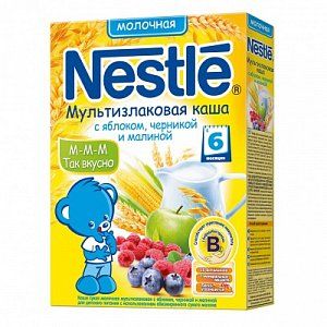 Nestle Каша мультизлаковая молочная с яблоком, черникой и малиной с 6 мес 250 г
