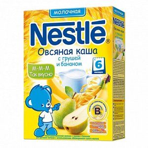 Nestle Каша овсяная молочная с грушей и бананом с 6 мес 250 г