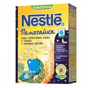 Nestle Каша Помогайка Счастливых снов 5 злаков безмолочная с липовым цветом с 6 мес 200 г